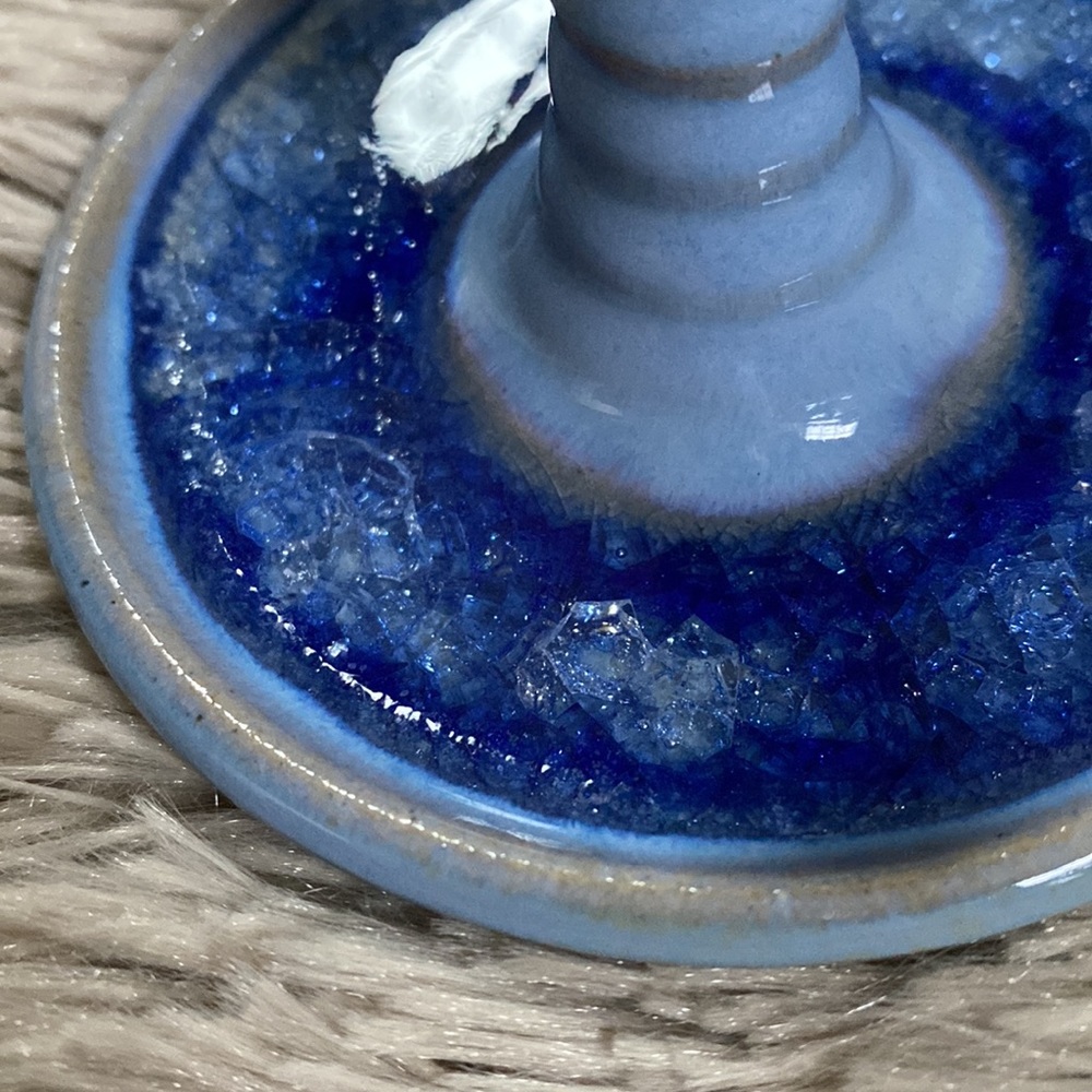 PALOMA POTTERY RECYCLED GLASS GLAZED POTTERY RING HOLDER JEWELRY DISH EUC - Picture 4 of 6